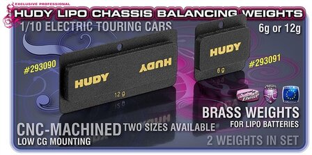 Hudy Lipo Chassis Balancing Weights 12G - Low Cg (2), H293090