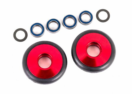 Traxxas Wheels, Wheelie Bar, 6061-t6 Aluminum (red-anodized) (2)/ 5x8x2.5mm Ball Bearings (4)/ O-rings (2)/ 5x8x0.3mm Tw (2) - 9461R