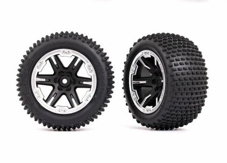 Traxxas Tires &amp; Wheels, Assembled, Glued (2.8&#039;) (rxt Black &amp; Satin Wheels, Alias Tires, Foam Inserts) (2wd Electric Rear) (2) (tsm Rated) - 3772X