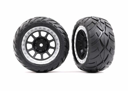 Traxxas Tires &amp; Wheels, Assembled (2.2&#039; Graphite Gray, Satin Chrome Beadlock Wheels, Anaconda 2.2&#039; Tires With Foam Inserts) (2) (bandit Rear) - 2478G