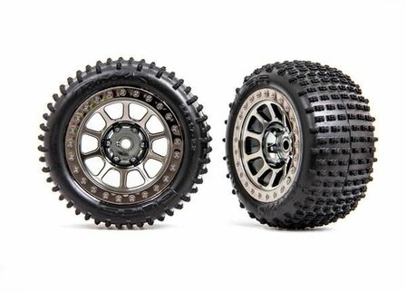 Traxxas Tires &amp; Wheels, Assembled (2.2&#039; Black Chrome Wheels, Alias 2.2&#039; Tires) (2) (bandit Rear, Medium Compound With Foam Inserts) - 2470T