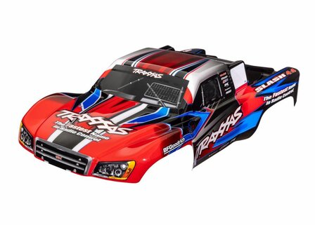 Traxxas Body, Slash 4x4 (also Fits Slash Vxl &amp; Slash 2wd), Red &amp; Blue (painted, Decals Applied) - 6928R