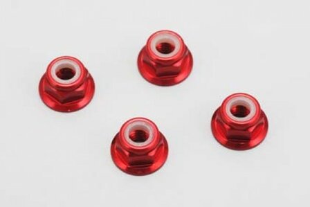 Yokomo Aluminum Flanged Nut (Red&middot;4pcs)