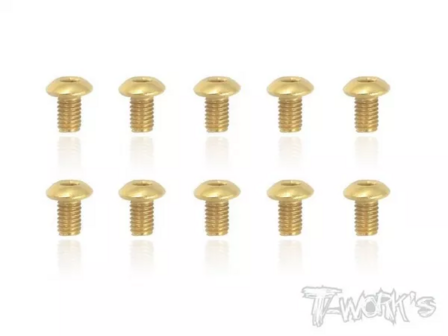 T-Work&acute;s Gold Plated Steel Buttonhead Screw 3,0 x 5,0mm (10)