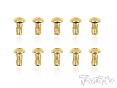 T-Work&acute;s Gold Plated Steel Buttonhead Screw 3,0 x 6,0mm (10)