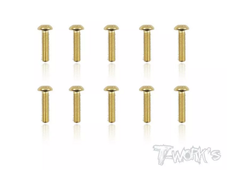 T-Work&acute;s Gold Plated Steel Buttonhead Screws 3,0 x 12,0mm (10)