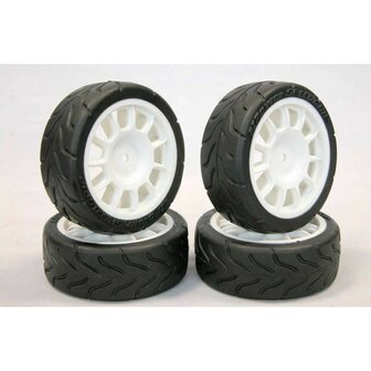 The Rally Legends 1/10 Fiat 500 Abarth Wheels + drift tires set (4 pcs)