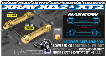 XRAY BRASS REAR LOWER SUSP. HOLDER - NARROW - REAR - 323323