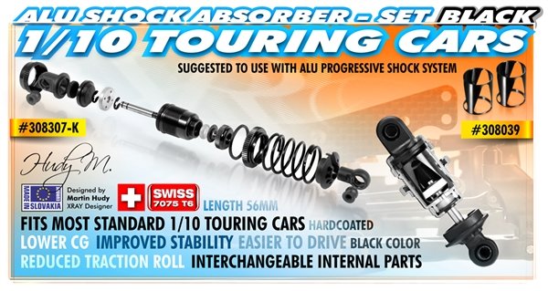 XRAY T4 ALU SHOCK ABSORBER-SET - BLACK (2) - 308307-K