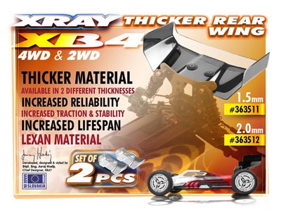 Xray Lexan Rear Wing 1.5mm (2), X363511 - 363511