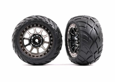 Traxxas Tires & Wheels, Assembled (2.2' Black Chrome Wheels, Anaconda 2.2' Tires With Foam Inserts) (2) (bandit Rear)) - 2478T