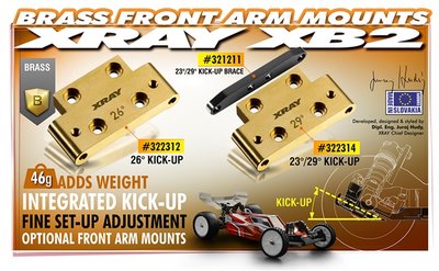 XRAY BRASS 46g FRONT LOWER ARM MOUNT 23°/29° KICK-UP - 322314