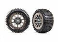 Traxxas Tires & Wheels, Assembled (2.2' Black Chrome Wheels, Alias 2.2' Tires) (2) (bandit Rear, Medium Compound With Foam Inserts) - 2470T